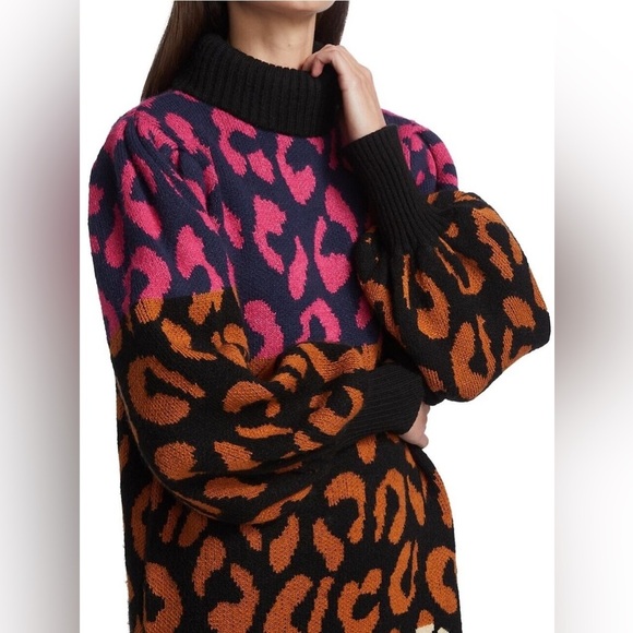 Farm Rio Mixed Leopards Striped Sweater Dress - Picture 2 of 16